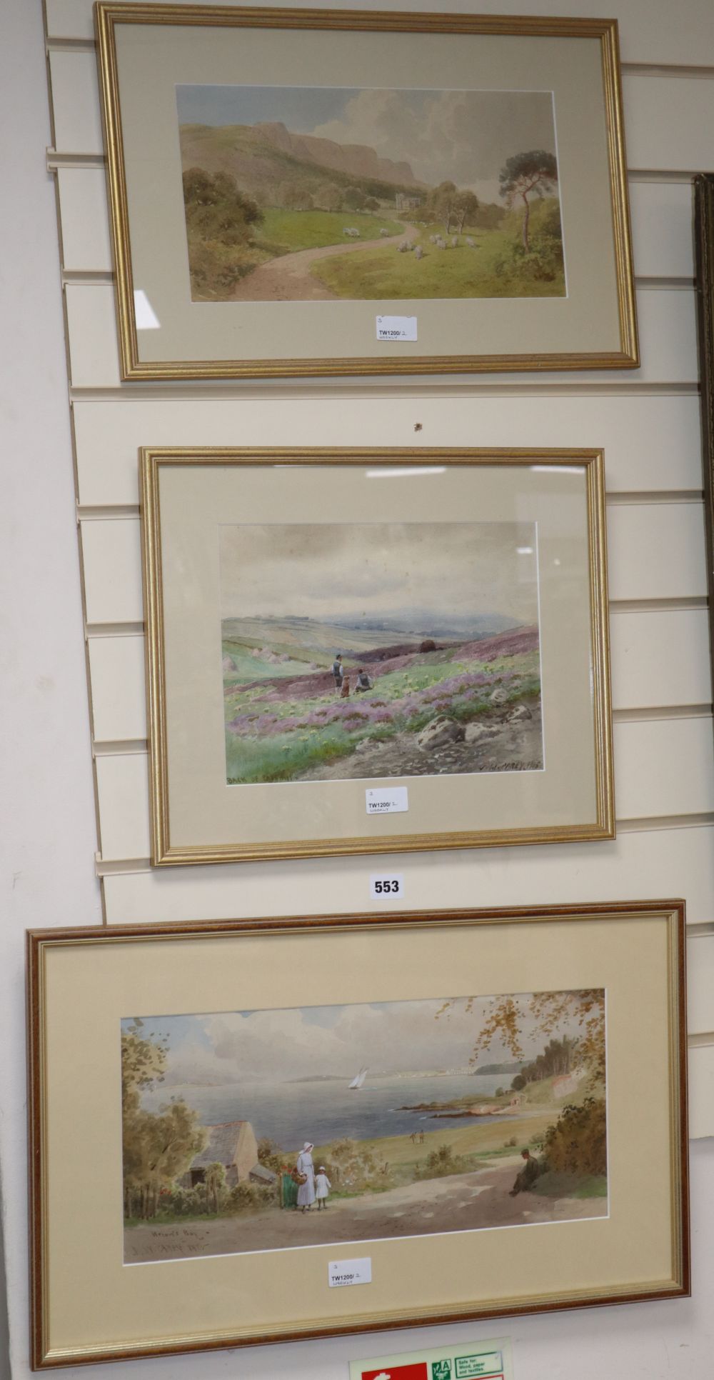 Joseph William Carey (Irish 1859-1937), Helens Bay, signed and dated 1925 and two other watercolours by the same hand,
